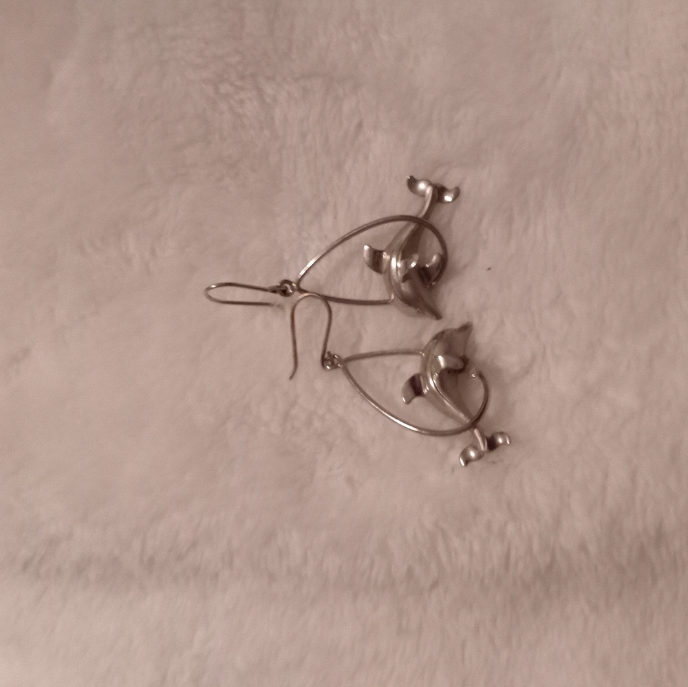 Sterling silver dolphin earrings